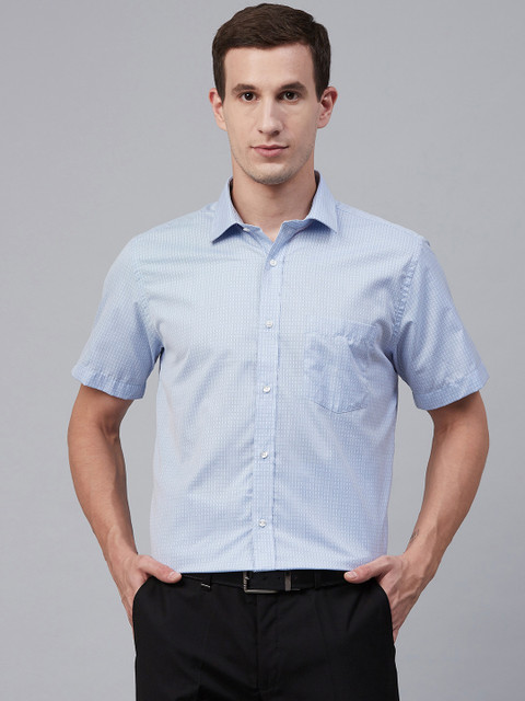 

Park Avenue Men Blue Regular Fit Easy Care Checked Formal Shirt