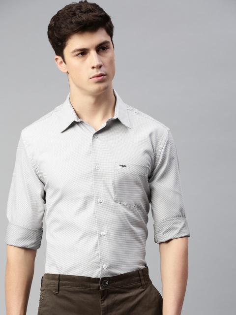 

Park Avenue Men Black & White Slim Fit Self Design Smart Casual Shirt