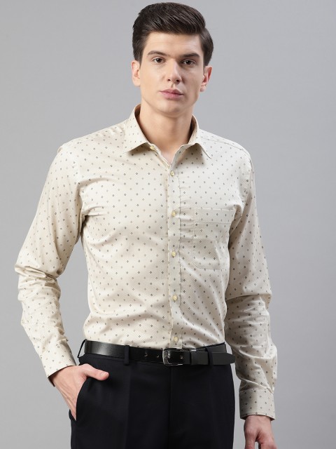 

Raymond Men Beige & Black Slim Fit Printed Formal Shirt