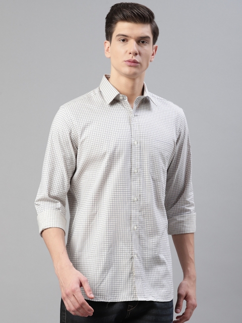 

Raymond Men Cream-Coloured & Blue Contemporary Fit Grid Check Casual Shirt