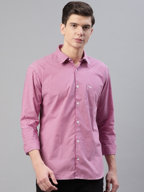 

Park Avenue Men Pink & White Slim Fit Checked Smart Casual Shirt