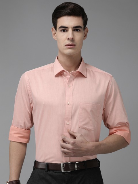 

Park Avenue Men Peach-Coloured Pure Cotton Regular Fit Solid Formal Shirt