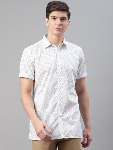 

Park Avenue Men White & Blue Regular Fit Ditsy Print Casual Shirt