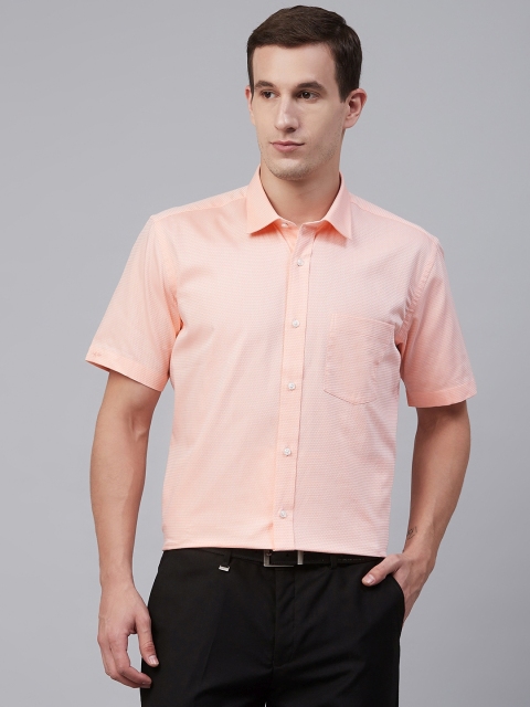 

Park Avenue Men Peach-Coloured Regular Fit Self Design Formal Shirt