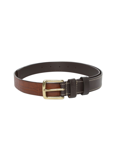 

Hidesign Men Tan Brown & Coffee Brown Textured Leather Belt