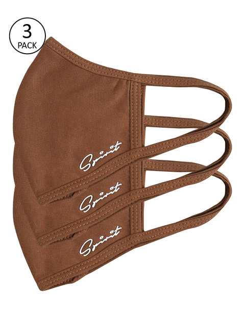 

Spirit Adults Pack Of 3 Brown Printed 3-Ply Reusable Cloth Masks