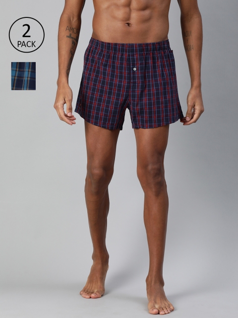 

THE BEAR HOUSE Men Pack of 2 Assorted Checked Woven Pure Cotton Boxers TBH-BELOT