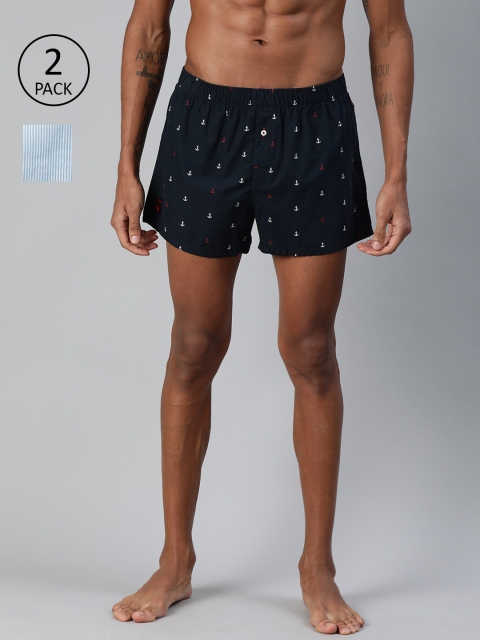 

THE BEAR HOUSE Men Pack of 2 Printed Boxers TBH-BLOG, Blue