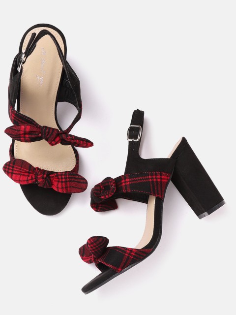 

all about you Women Red & Black Checked Block Heels