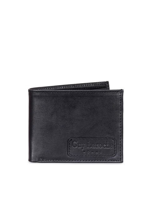 

Justanned Men Black Solid Leather Two Fold Wallet