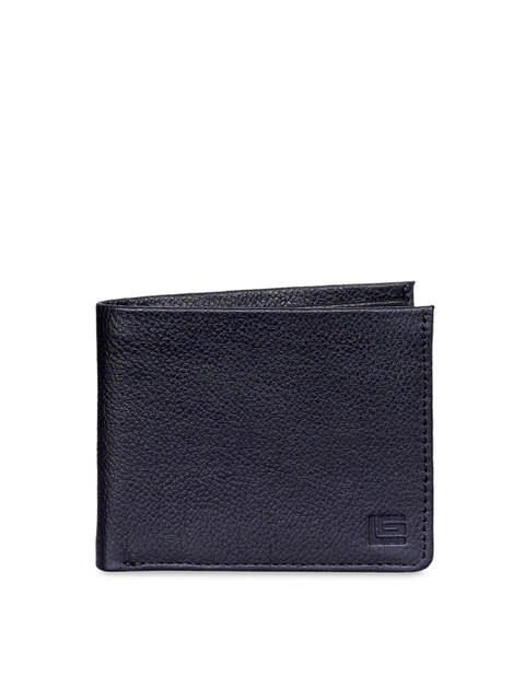 

Justanned Men Black Solid Leather Two Fold Wallet
