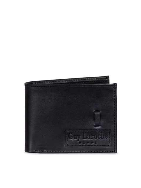 

Justanned Men Black Solid Leather Two Fold Wallet