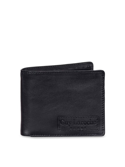 

Justanned Men Black Solid Two Fold Leather Wallet