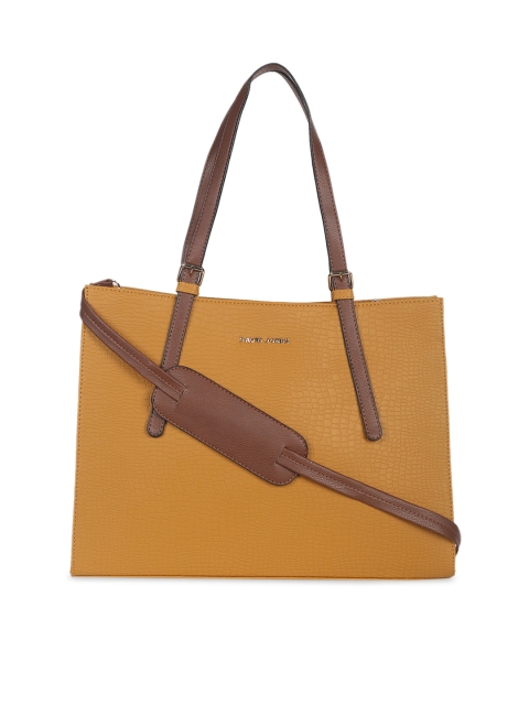 

David Jones Mustard Yellow & Brown Textured Shoulder Bag