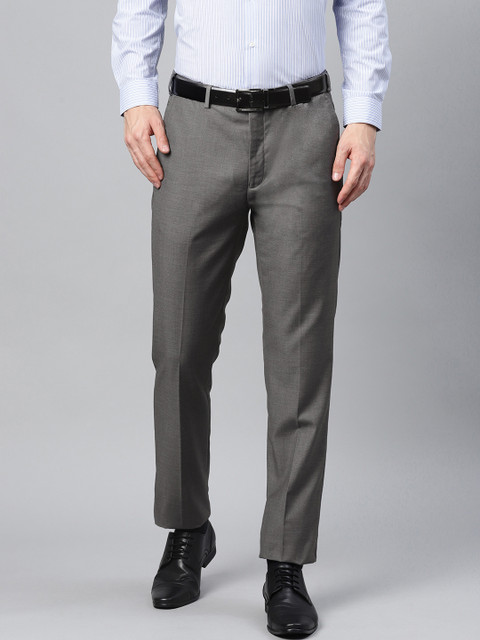 

Raymond Men Charcoal Grey Contemporary Fit Solid Formal Trousers