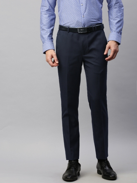 

Park Avenue Men Navy Blue Active Fit Solid Formal Trousers