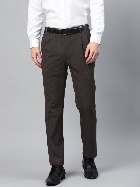 

Raymond Men Coffee Brown & Charcoal Grey Classic Fit Self-Checked Formal Trousers