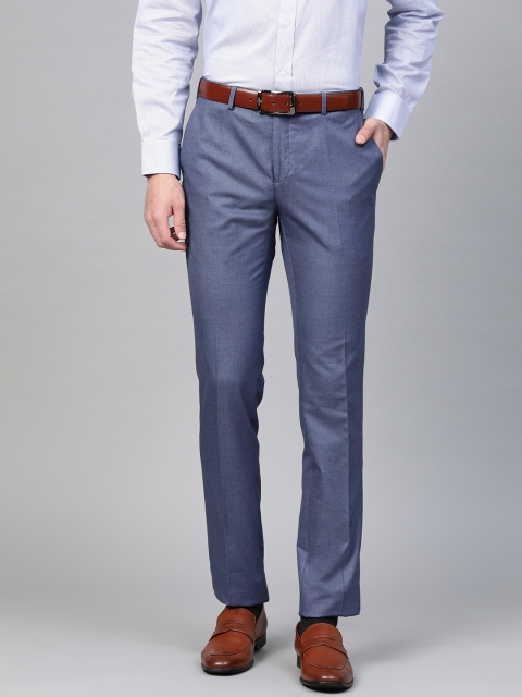 

Raymond Men Blue Slim Fit Solid Formal Trousers