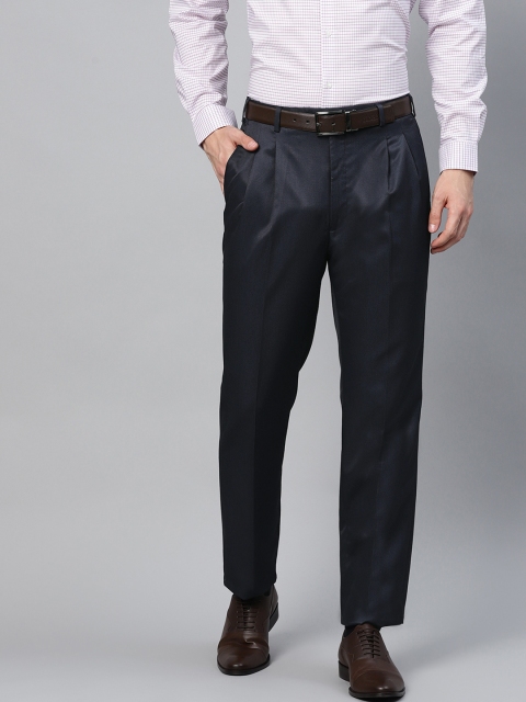 

Raymond Men Navy Blue Classic Regular Fit Solid Formal Trousers