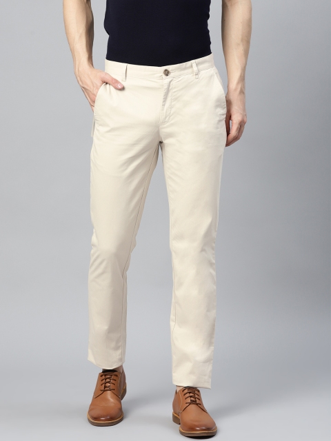

Raymond Men Cream-Coloured Slim Fit Solid Chinos