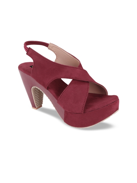 

Shoetopia Women Red Solid Suede Heels