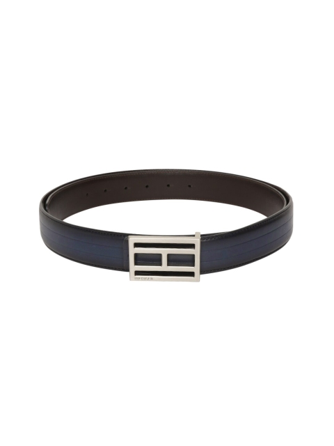 

Tommy Hilfiger Unisex Brown & Navy Blue Printed Reversible Leather Belt