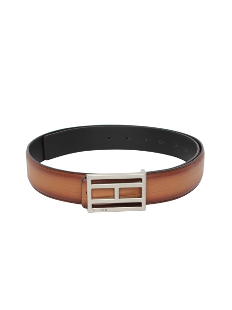 

Tommy Hilfiger Men Black & Tan Brown Solid Reversible Leather Belt