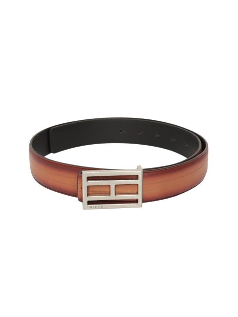 

Tommy Hilfiger Unisex Black & Tan Brown Textured Reversible Leather Belt