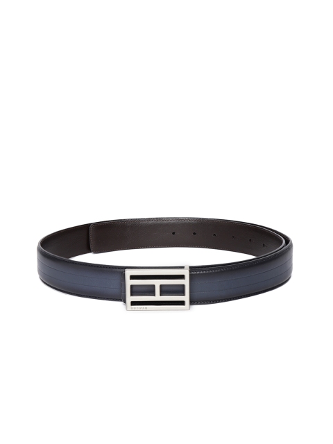

Tommy Hilfiger Men Navy Blue & Coffee Brown Leather Reversible Solid Belt