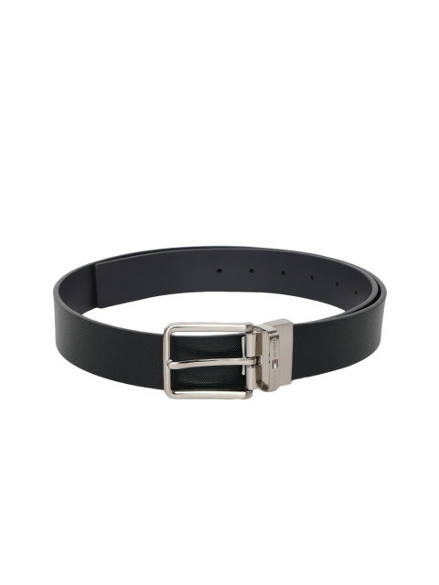 

Tommy Hilfiger Men Black & Navy Blue Textured Reversible Leather Belt
