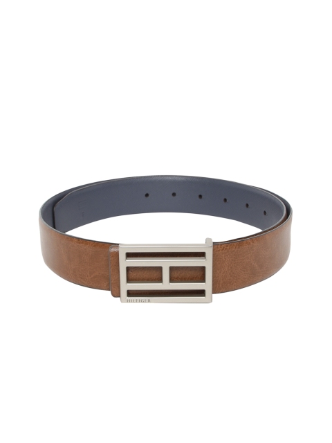 

Tommy Hilfiger Men Brown & Navy Blue Leather Reversible Solid Belt