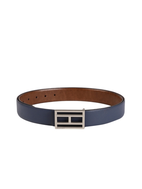 

Tommy Hilfiger Men Blue & Tan Solid Reversible Leather Belt