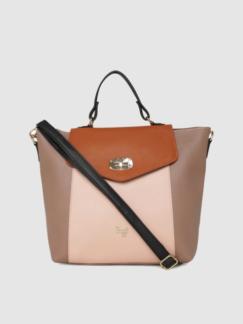 

Baggit Peach-Coloured & Brown Colourblocked Satchel