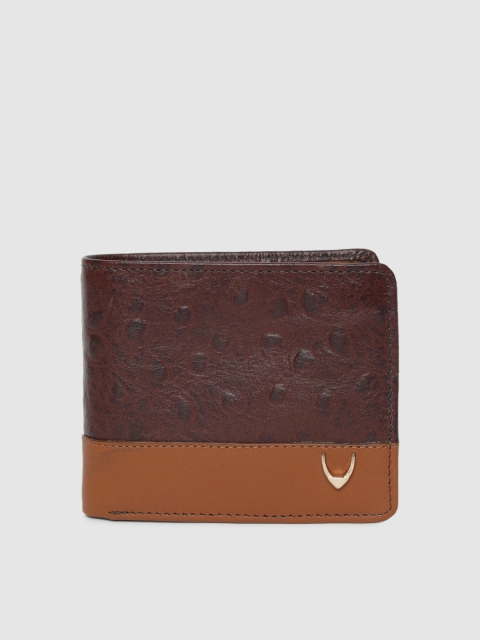 

Hidesign Men Brown Ostrich Skin Textured Two Fold Leather Wallet