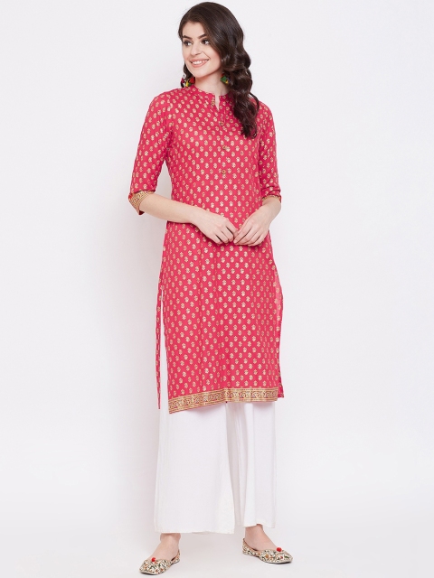 

Desi Rang Women Red Woven Design Straight Kurta