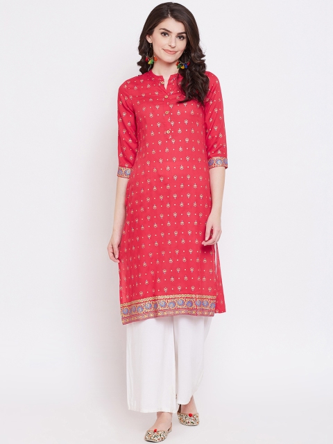 

Desi Rang Women Red Printed Straight Kurta