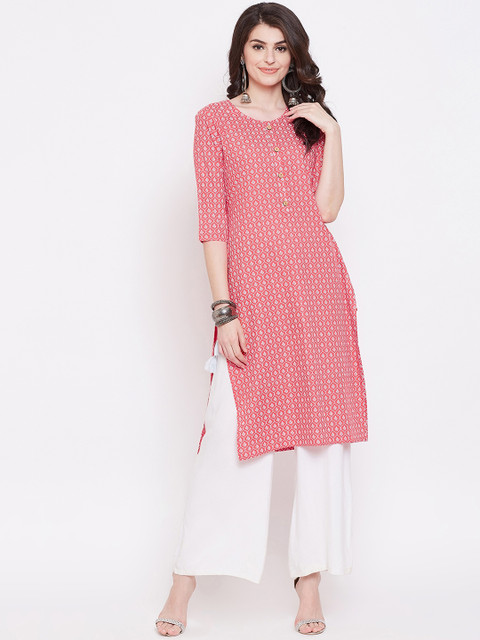 

Desi Rang Women Pink Printed Straight Kurta