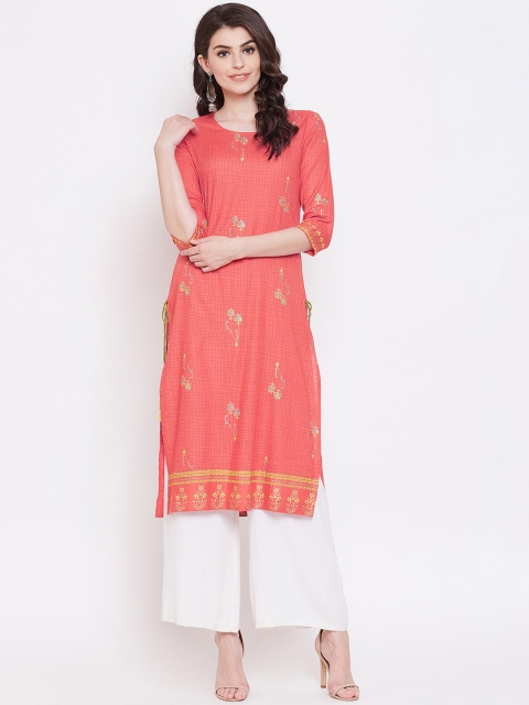 

Desi Rang Women Red Printed Straight Kurta