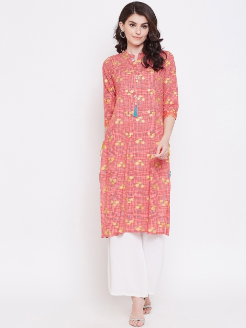 

Desi Rang Women Red Printed Straight Kurta