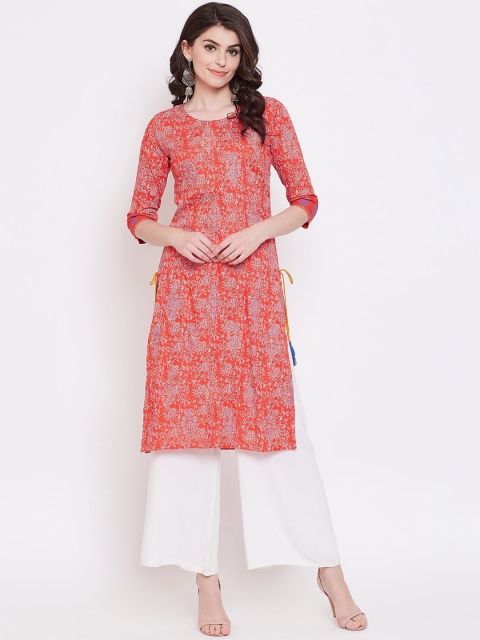 

Desi Rang Women Red Printed Straight Kurta