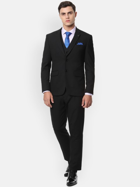 

Louis Philippe Men Black Solid Slim-Fit Single-Breasted Formal Three-Piece Suit