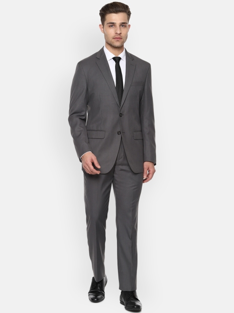 

Louis Philippe Men Grey Self Design Single-Breasted Formal Suit