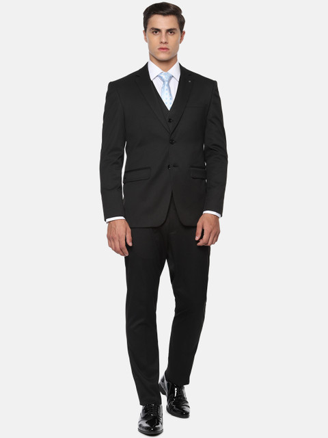 

Louis Philippe Men Black Self-Design Slim-Fit Single-Breasted Formal Suit
