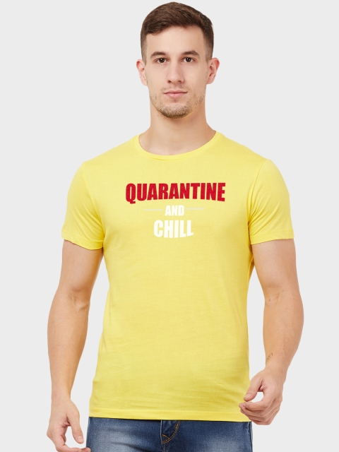 

Free Authority Men Yellow Printed Social distancing Round Neck T-shirt