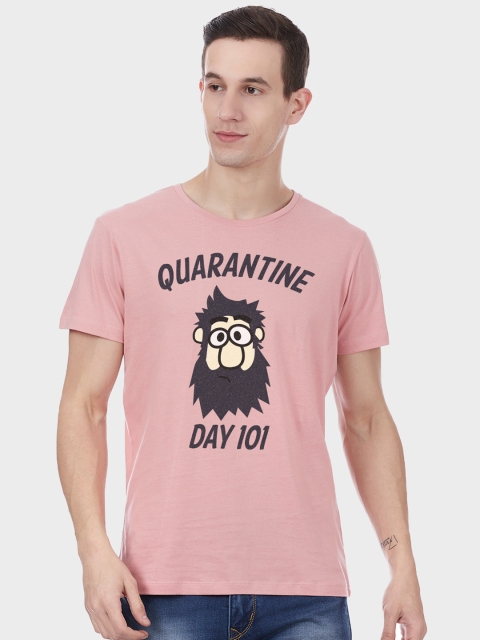 

Free Authority Men Pink & Grey Printed Round Neck T-shirt
