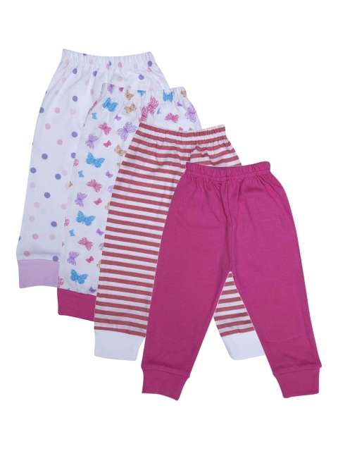 

BUMZEE Infant Unisex Kids Pack Of 4 Straight-Fit Joggers, Pink