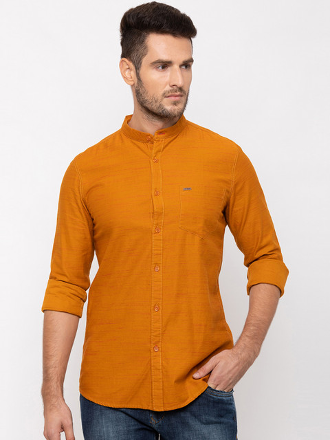 

Globus Men Rust Orange Regular Fit Solid Casual Shirt