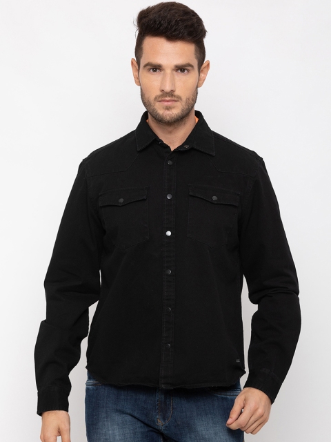 

Globus Men Black Regular Fit Solid Casual Denim Shirt