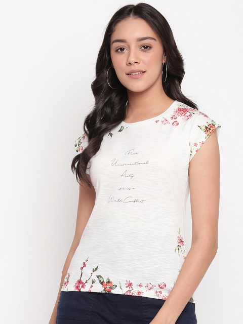 

Miss Grace Women Off-White Floral Printed Top