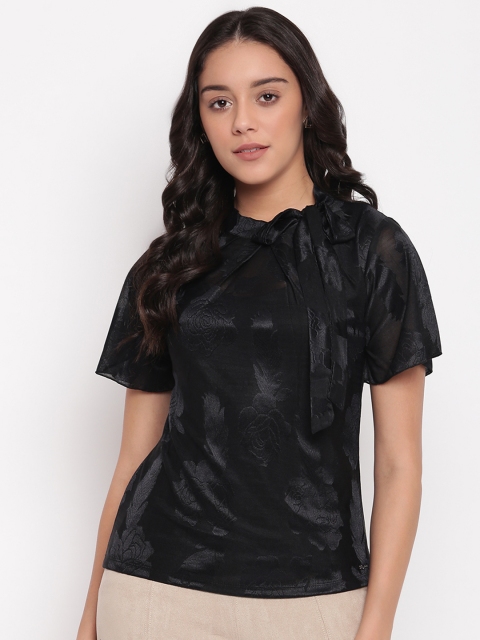 

Miss Grace Women Black Floral Printed Top
